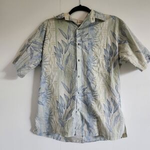 Tori Richard Aloha Shirt Men’s Small | Blue Leaf Print Made in Hawaii